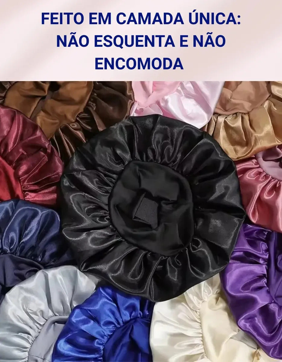 Kit 2 Touca De Cetim Com Faixa Anti Frizz