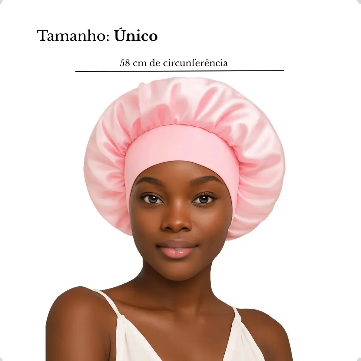 Kit 2 Touca De Cetim Com Faixa Anti Frizz