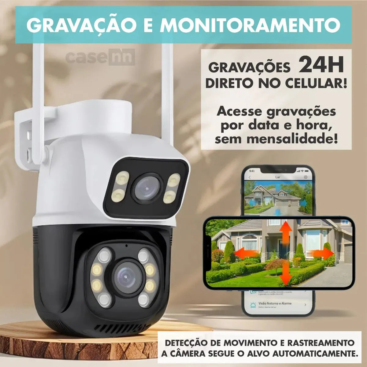 Kit 2 Câmeras de Seguranç Full HD Wi-Fi para Área Externa com Lente Dupla e Visão Noturna