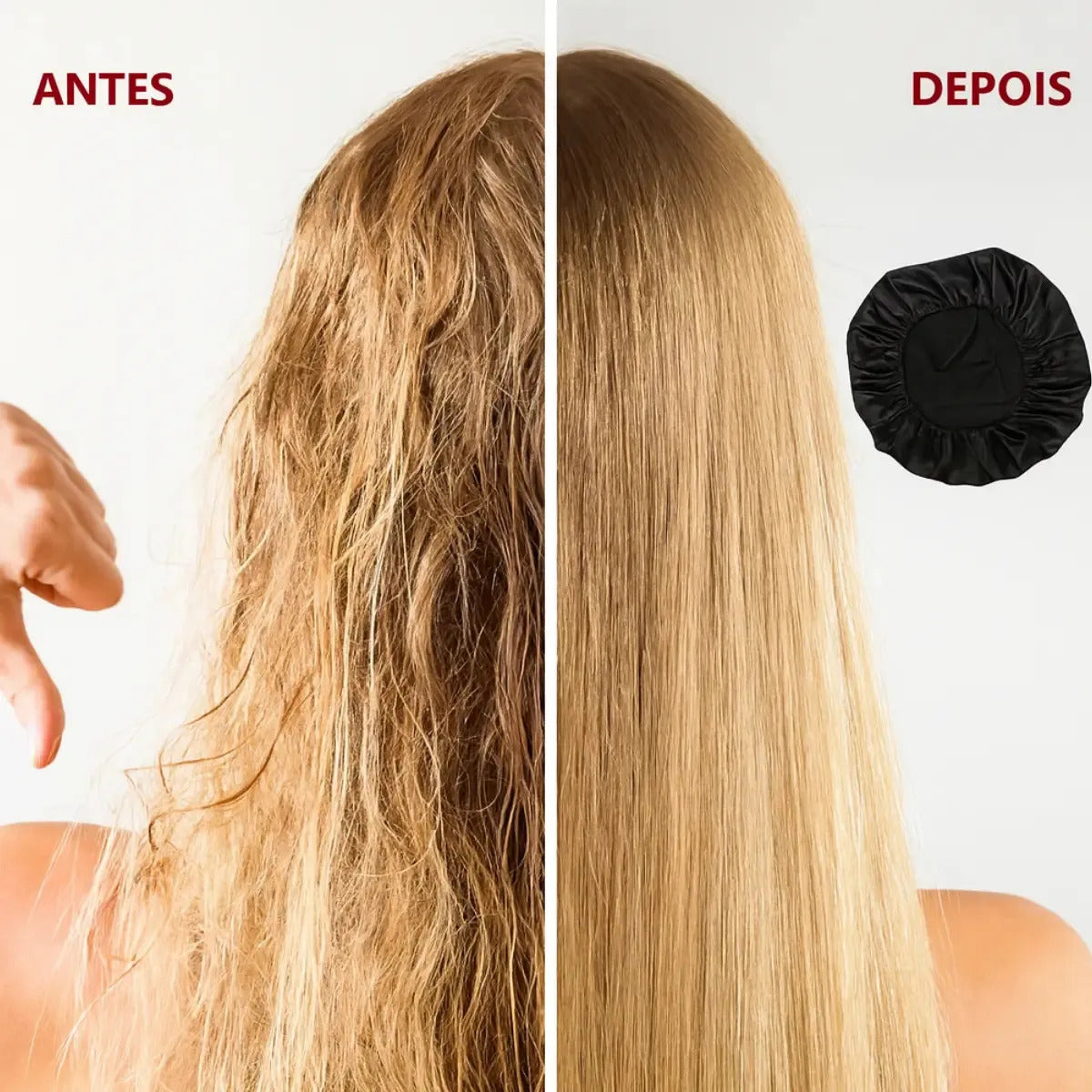 Kit 2 Touca De Cetim Com Faixa Anti Frizz