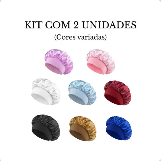Kit 2 Touca De Cetim Com Faixa Anti Frizz