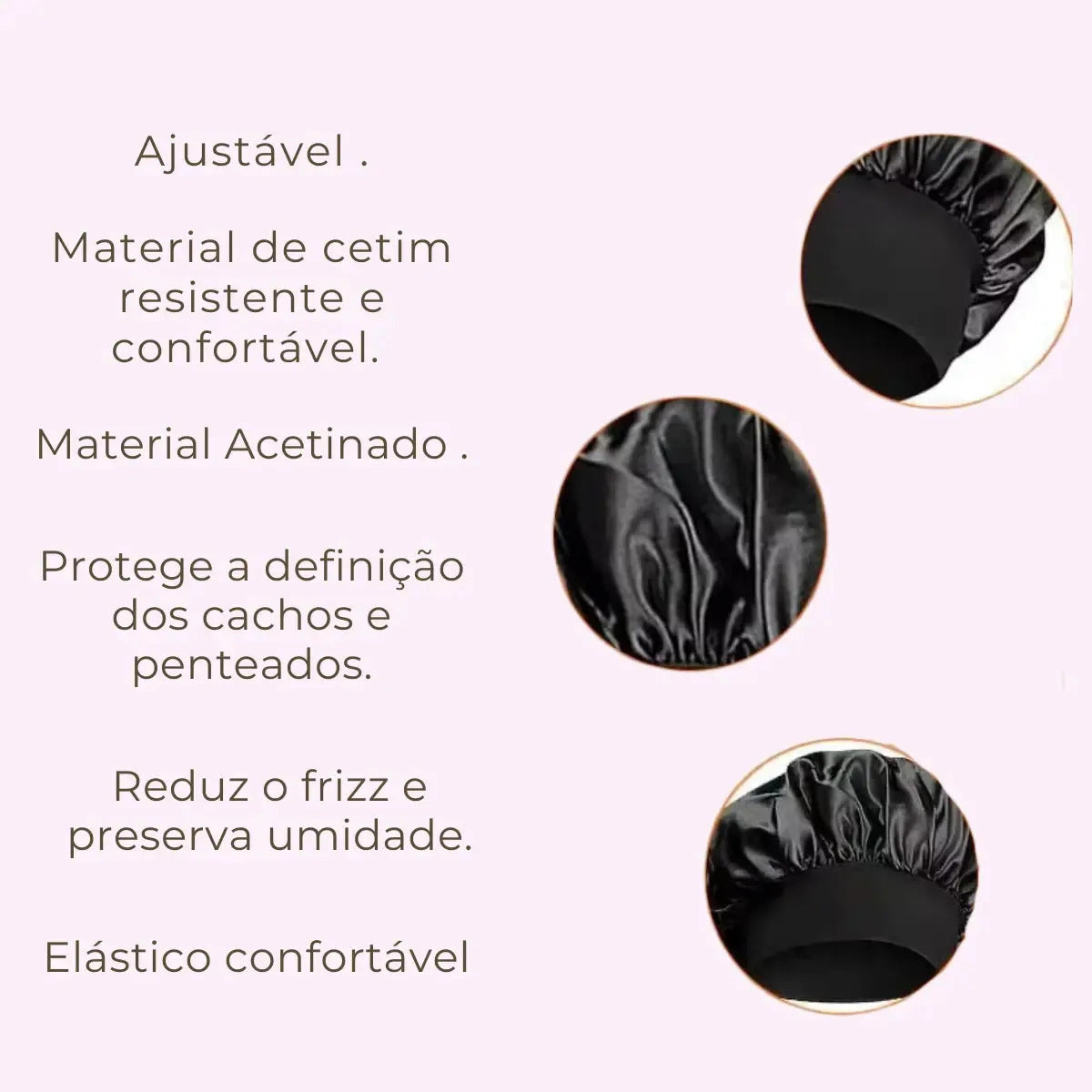 Kit 2 Touca De Cetim Com Faixa Anti Frizz