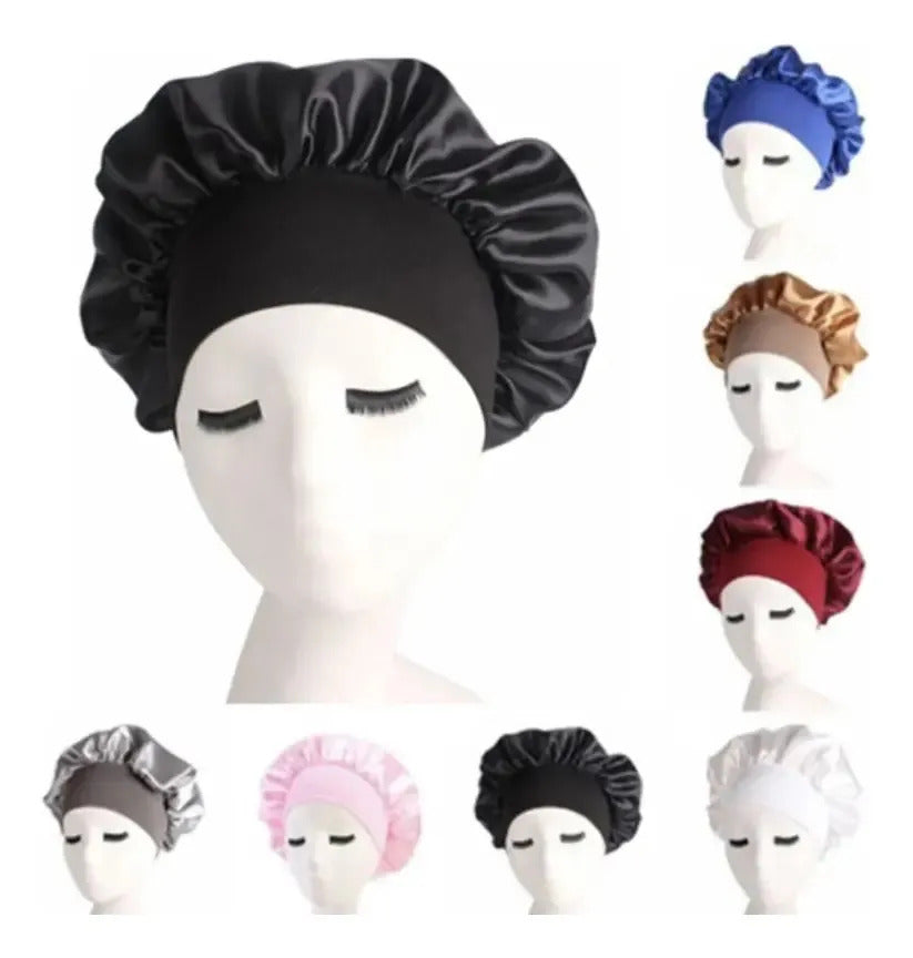 Kit 2 Touca De Cetim Com Faixa Anti Frizz