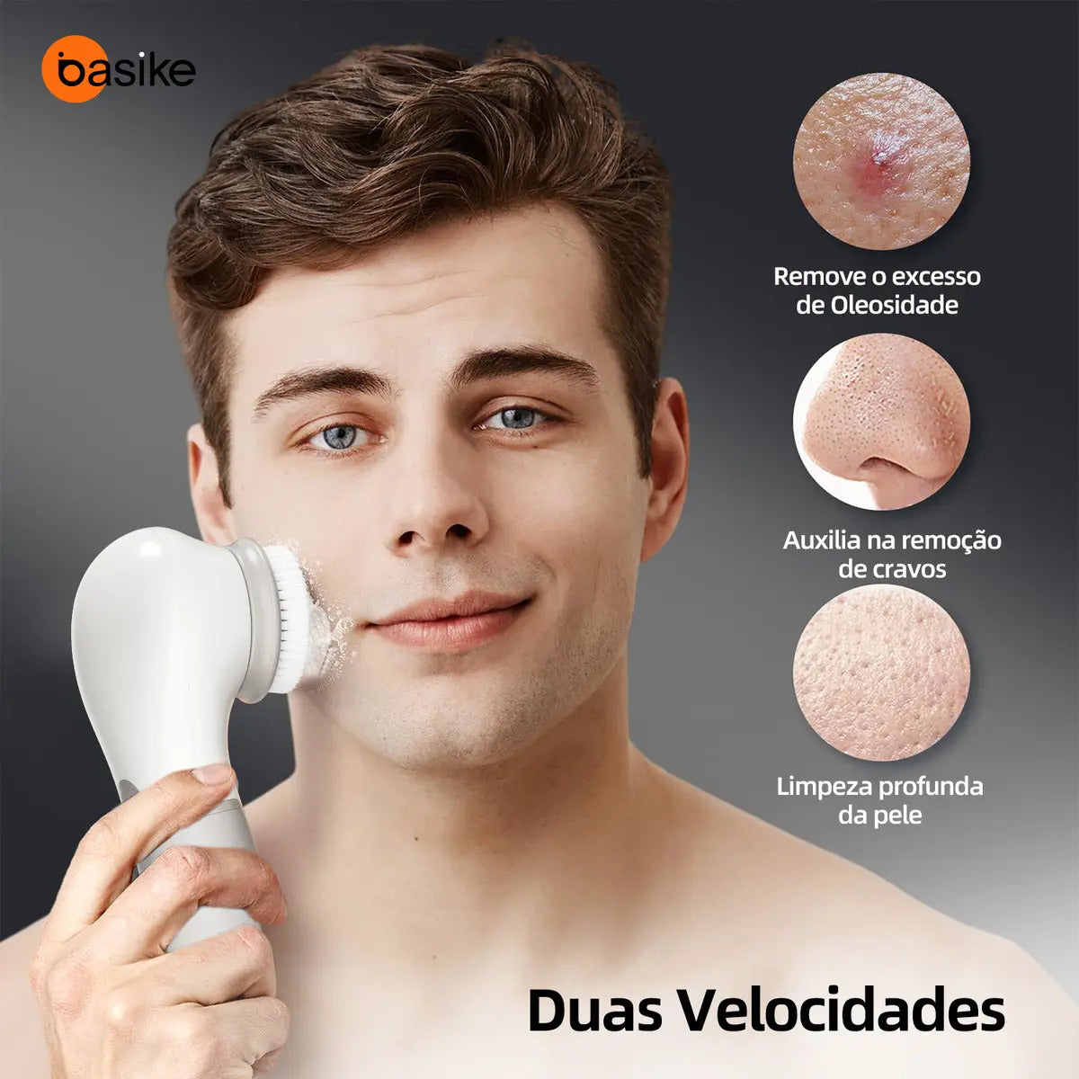 Escova de Limpeza Facial Elétrica 3 em 1 para Esfoliação e Massagem