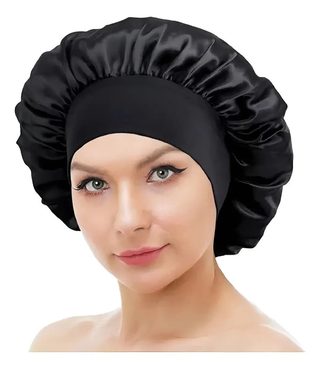 Kit 2 Touca De Cetim Com Faixa Anti Frizz