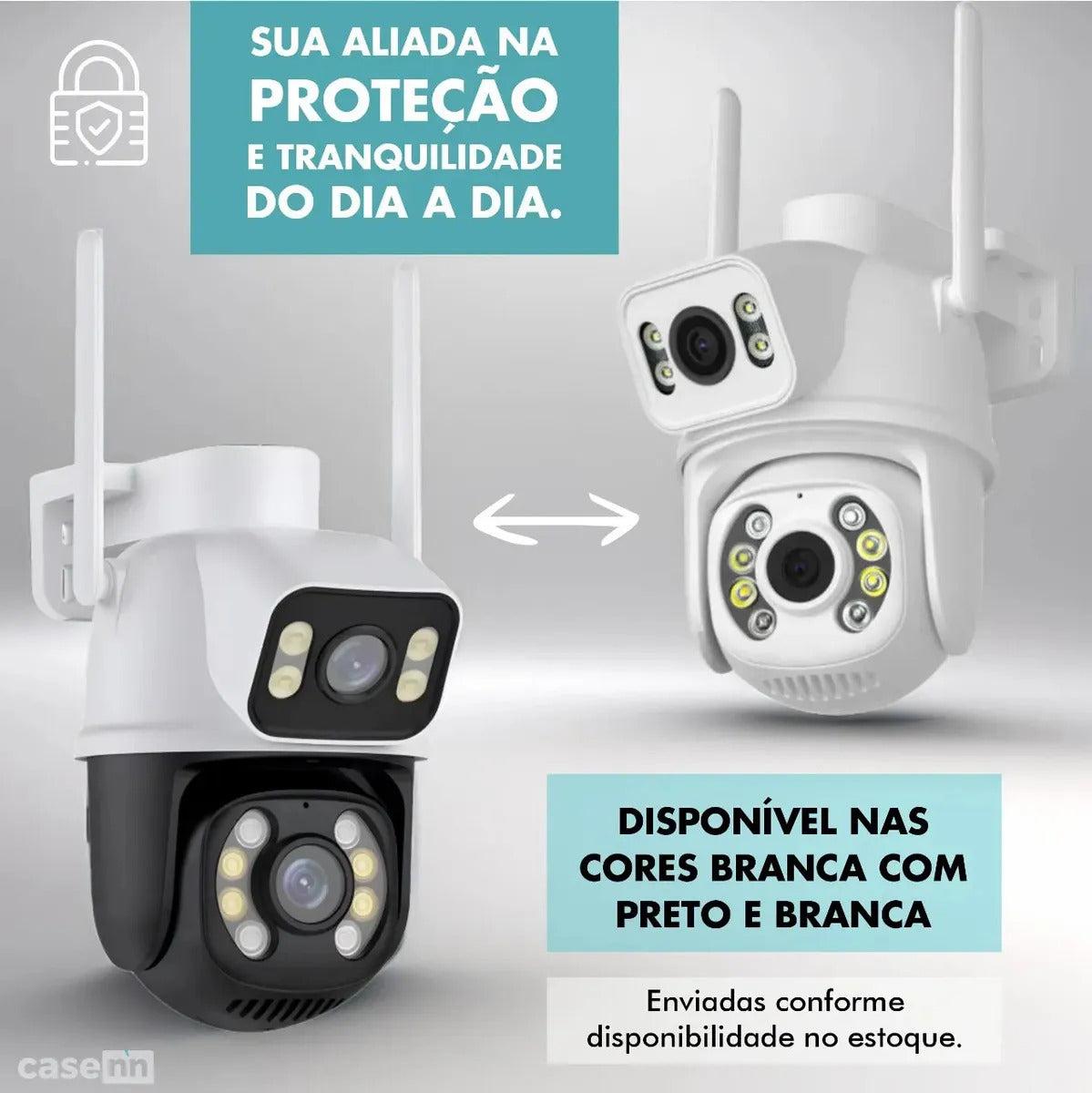 Kit 2 Câmeras de Seguranç Full HD Wi-Fi para Área Externa com Lente Dupla e Visão Noturna
